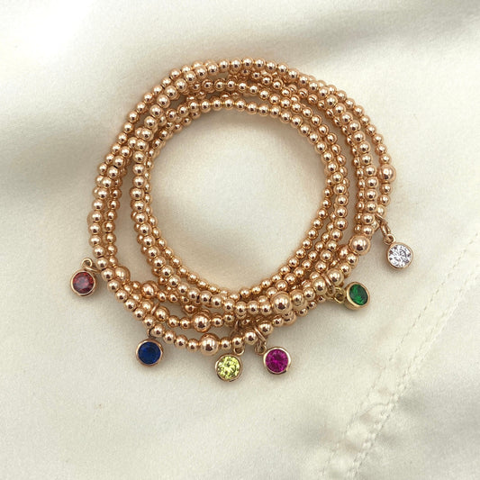 Rose gold birthstone bracelet personalized charm jewelry gift for her