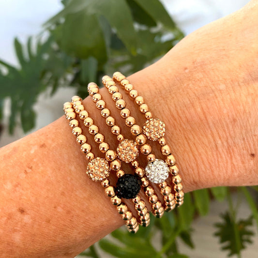 Elegant Rose Gold Crystal Stretch Bracelet Gift for Her