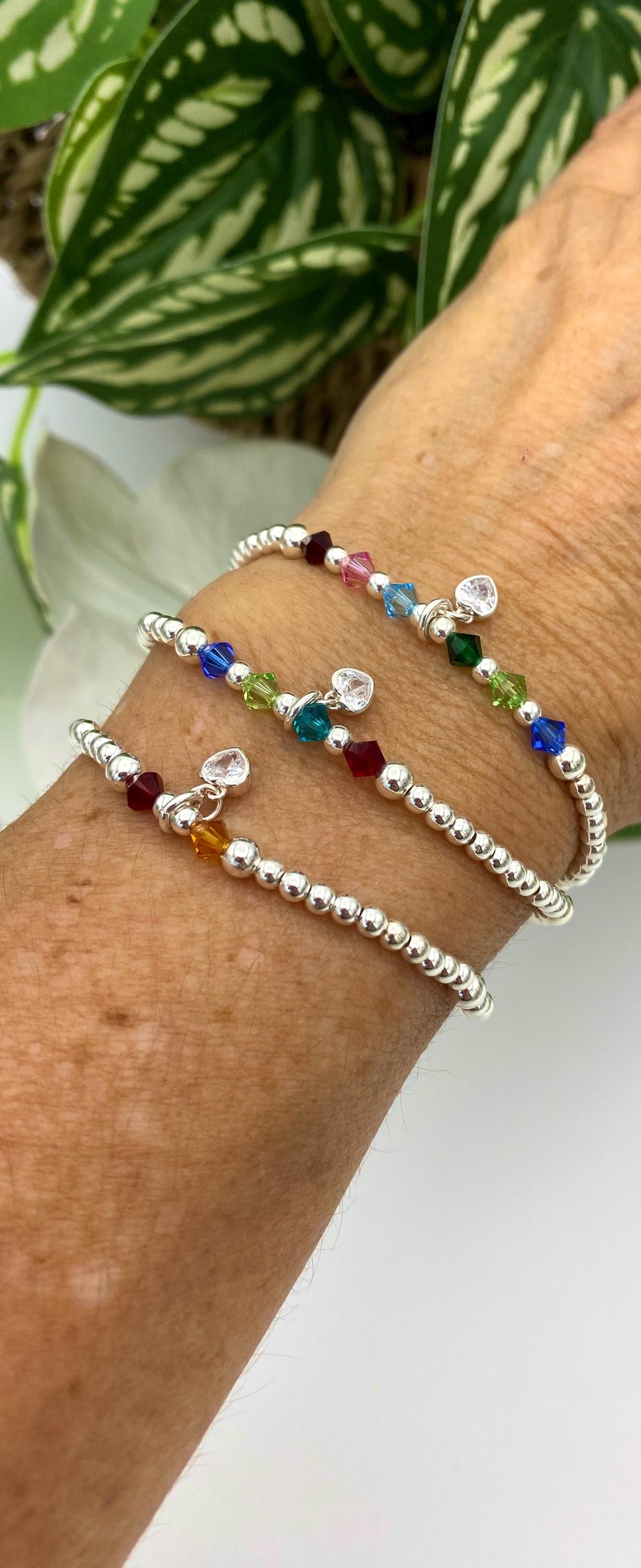 Personalized birthstone bracelet family gift with kids or grandkids colors