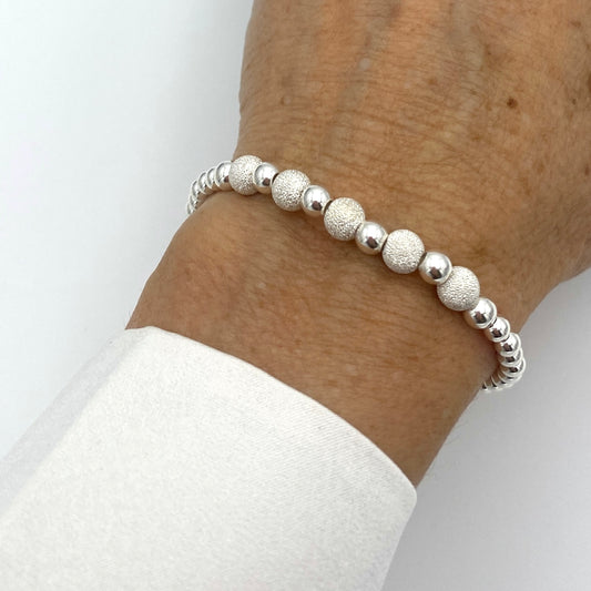 stardust silver stacking bracelet for women beaded stretchy sparkle jewelry bridesmaid gift