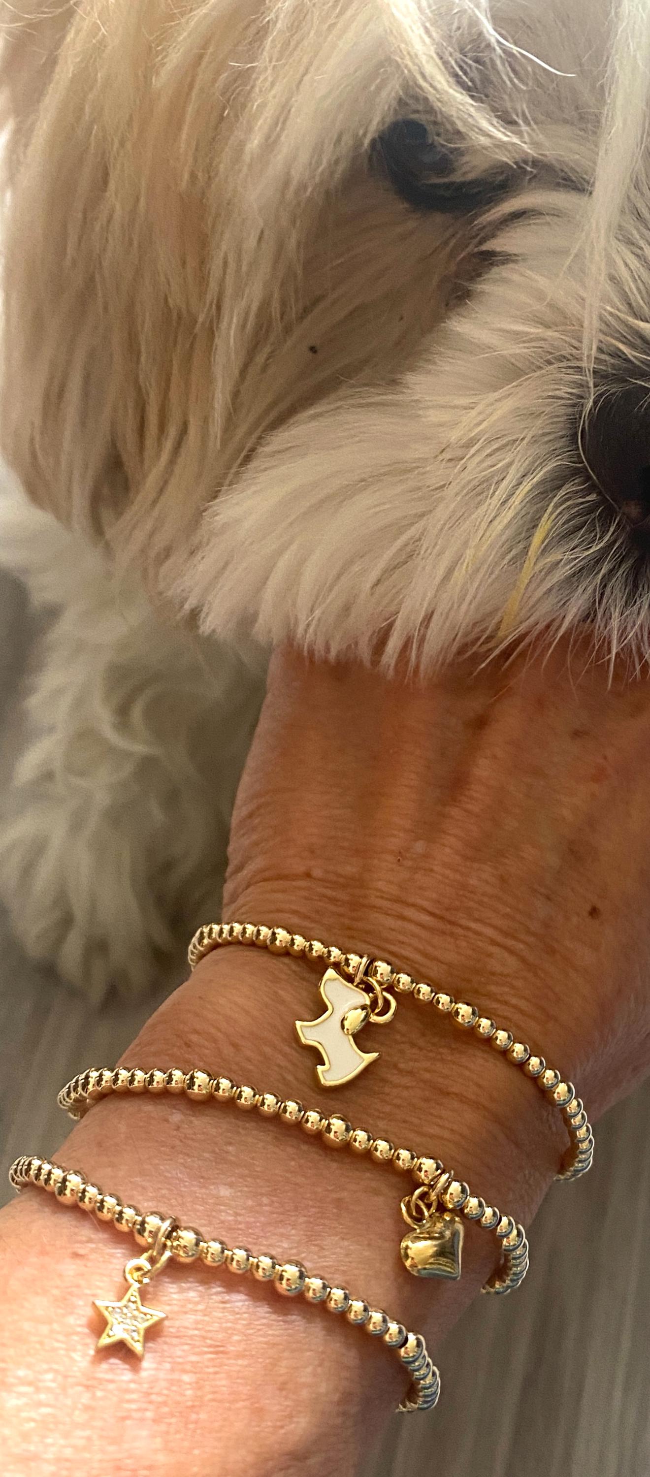 Dog Mom gold filled bracelet puppy love pet Mom gift your bright star dog charm heart dog star gold charm set dog charm Mother Day gift