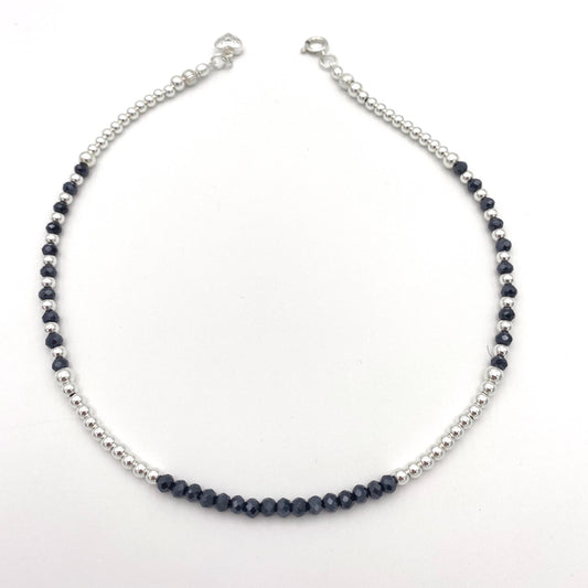 Blue Crystal Silver Jewelry Set Necklace Bracelet and Earrings Gift