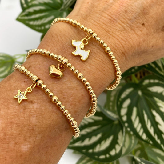 Dog Mom gold filled bracelet puppy love pet Mom gift your bright star dog charm heart dog star gold charm set dog charm Mother Day gift