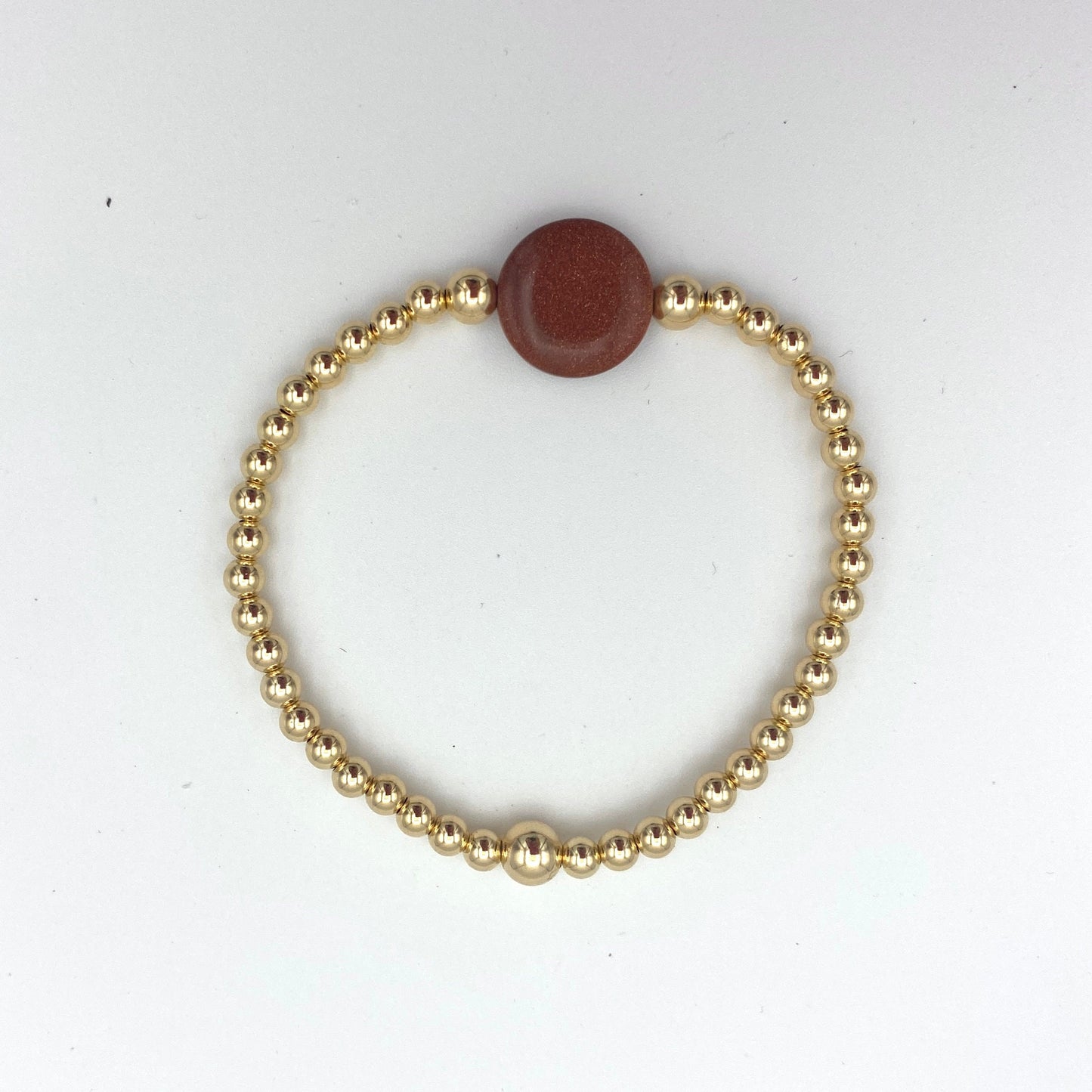 Gold filled sandstone beaded bracelet Set brown goldstone women jewelry stretchy stacking fall color gift