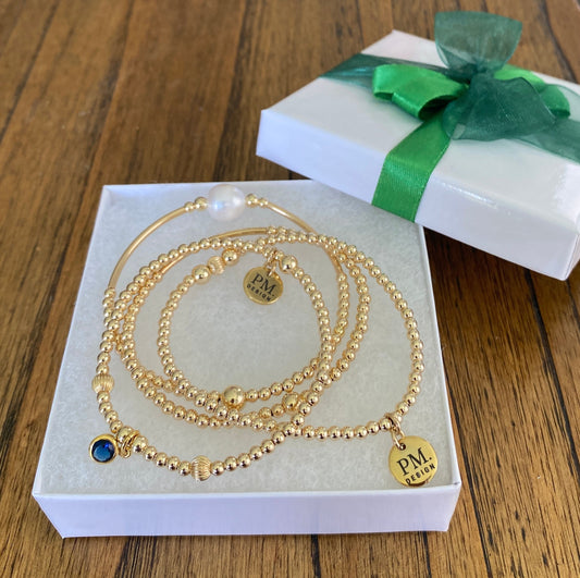 Gold filled Pearl beaded bracelet women personalized jewelry gift wedding handmade accessory set