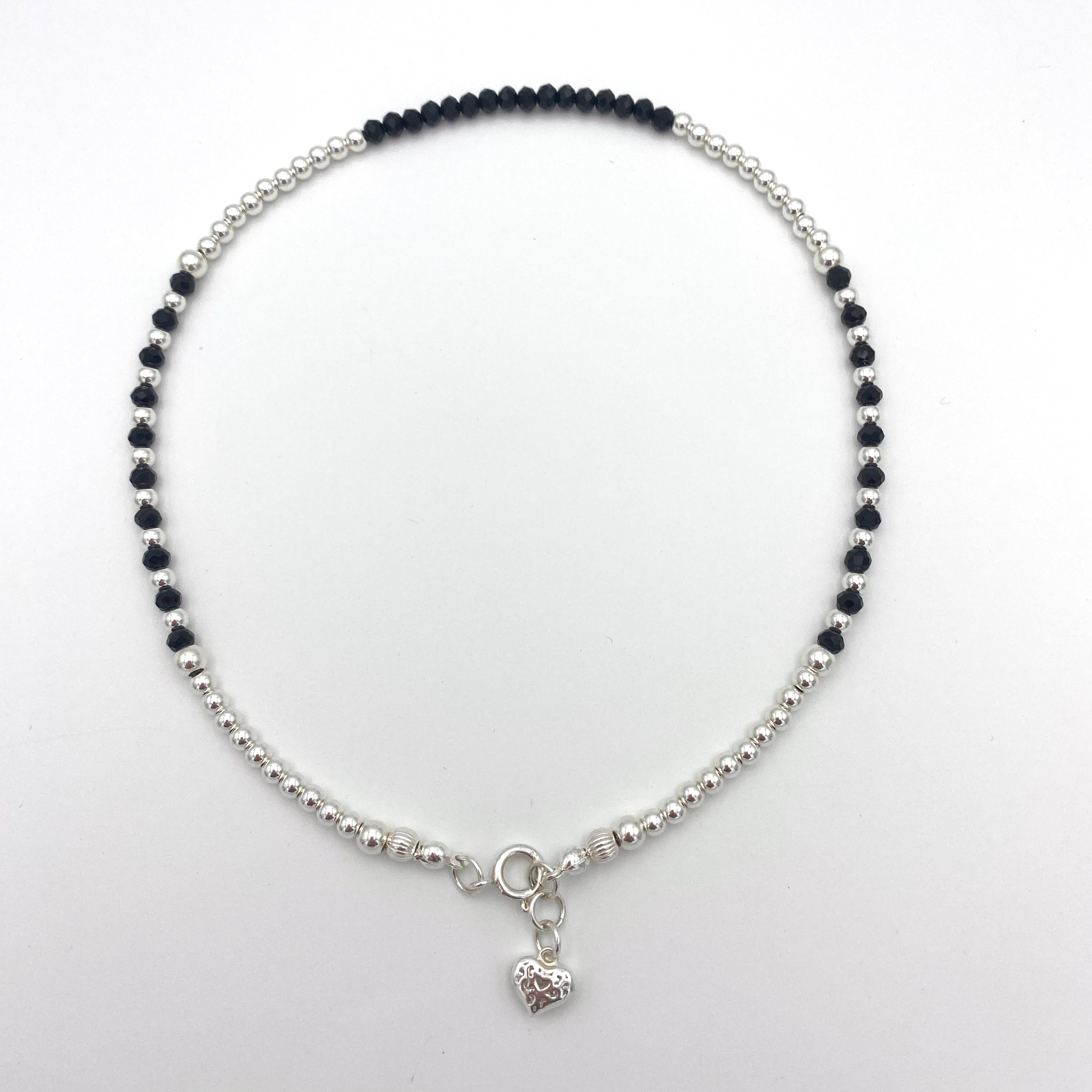 Black Crystal and Sterling Silver Jewelry Set