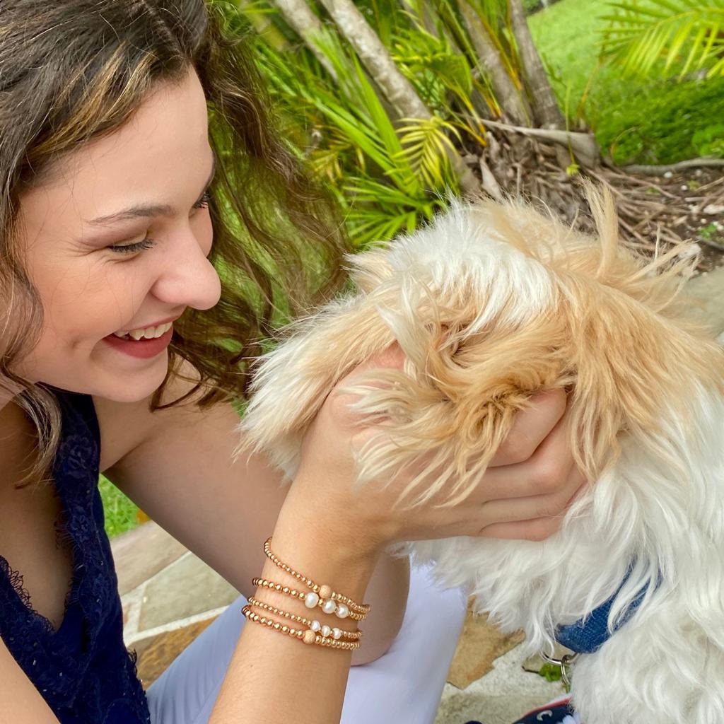 Gold filled pearl bracelet rose gold jewelry gift for her stackable elegant set