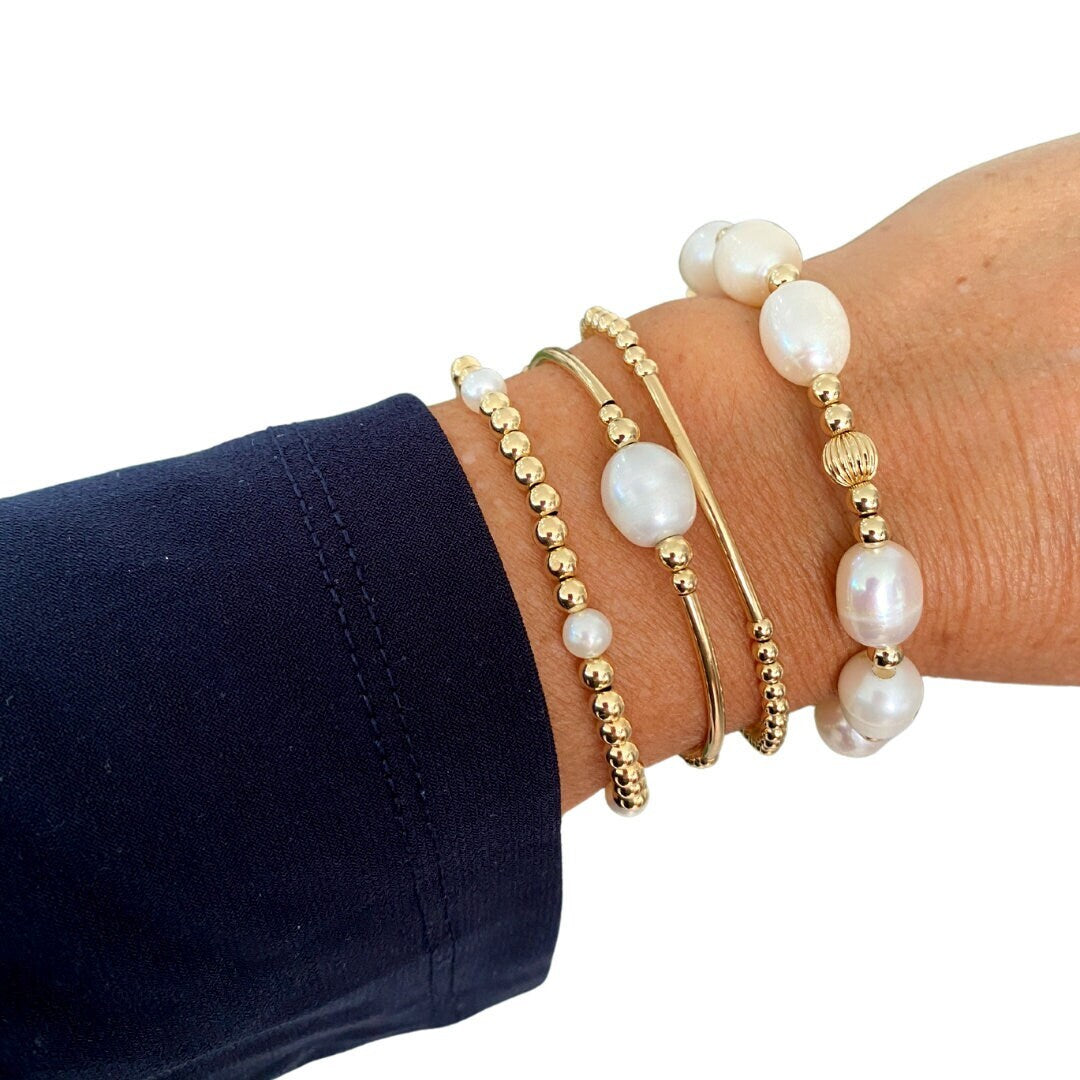 Gold Filled and Freshwater Pearl Bracelet Set
