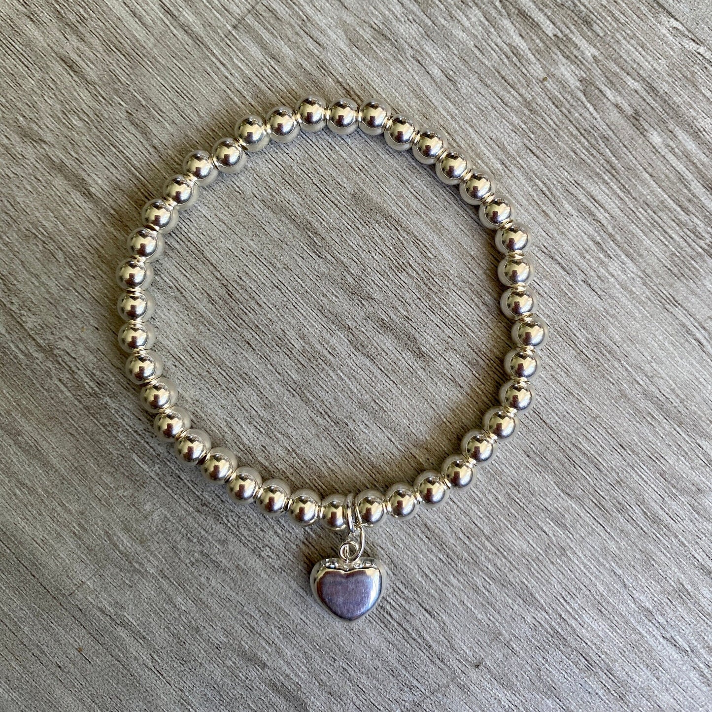 Sterling silver charm 5mm bead bracelet women optional personalized heart charm jewelry gift