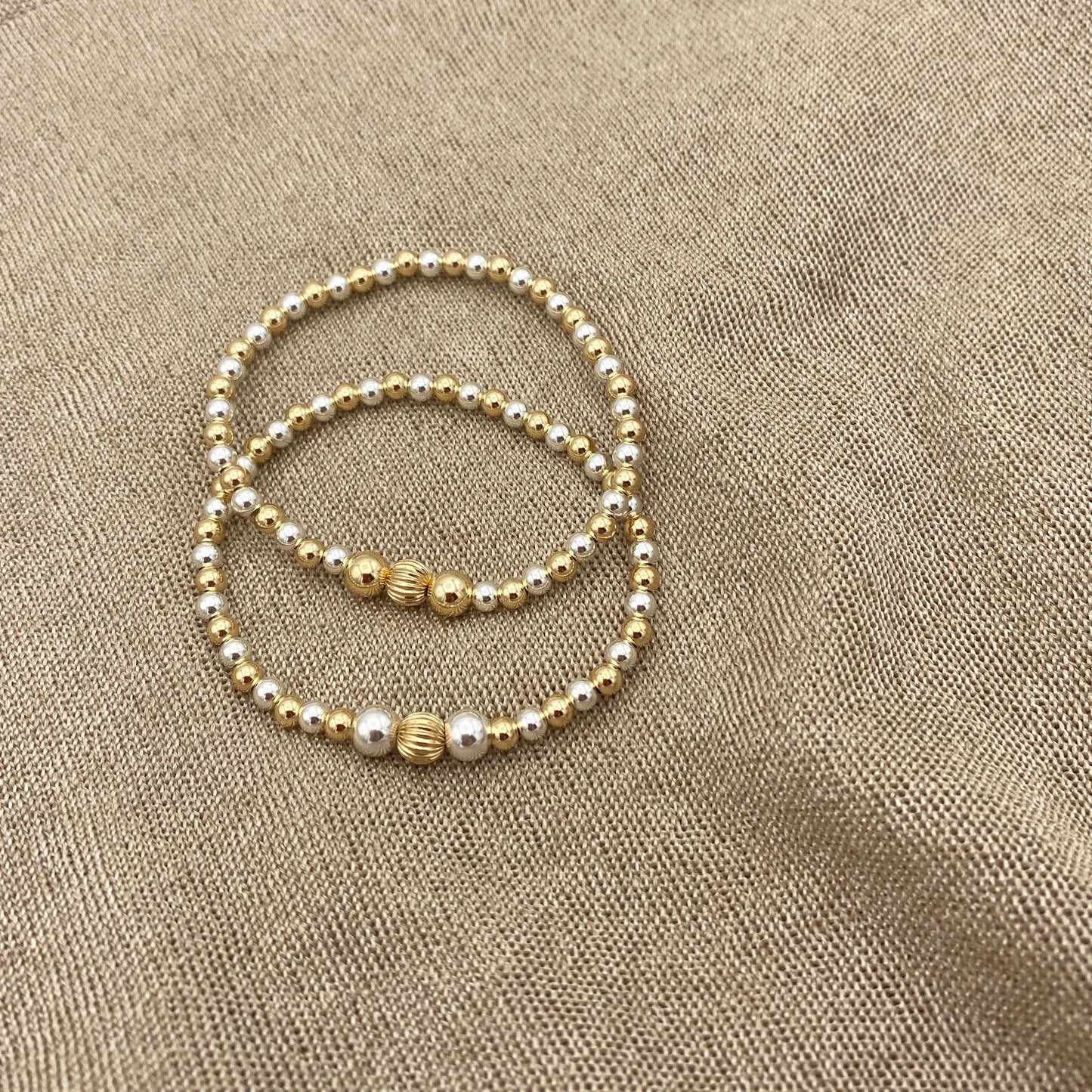 Gold Filled Sterling Silver Bracelet Gold Mix Silver Gift for Mom Jewelry Set Valentine Girlfriend Gift Women Stack Bracelet Jewelry Gift