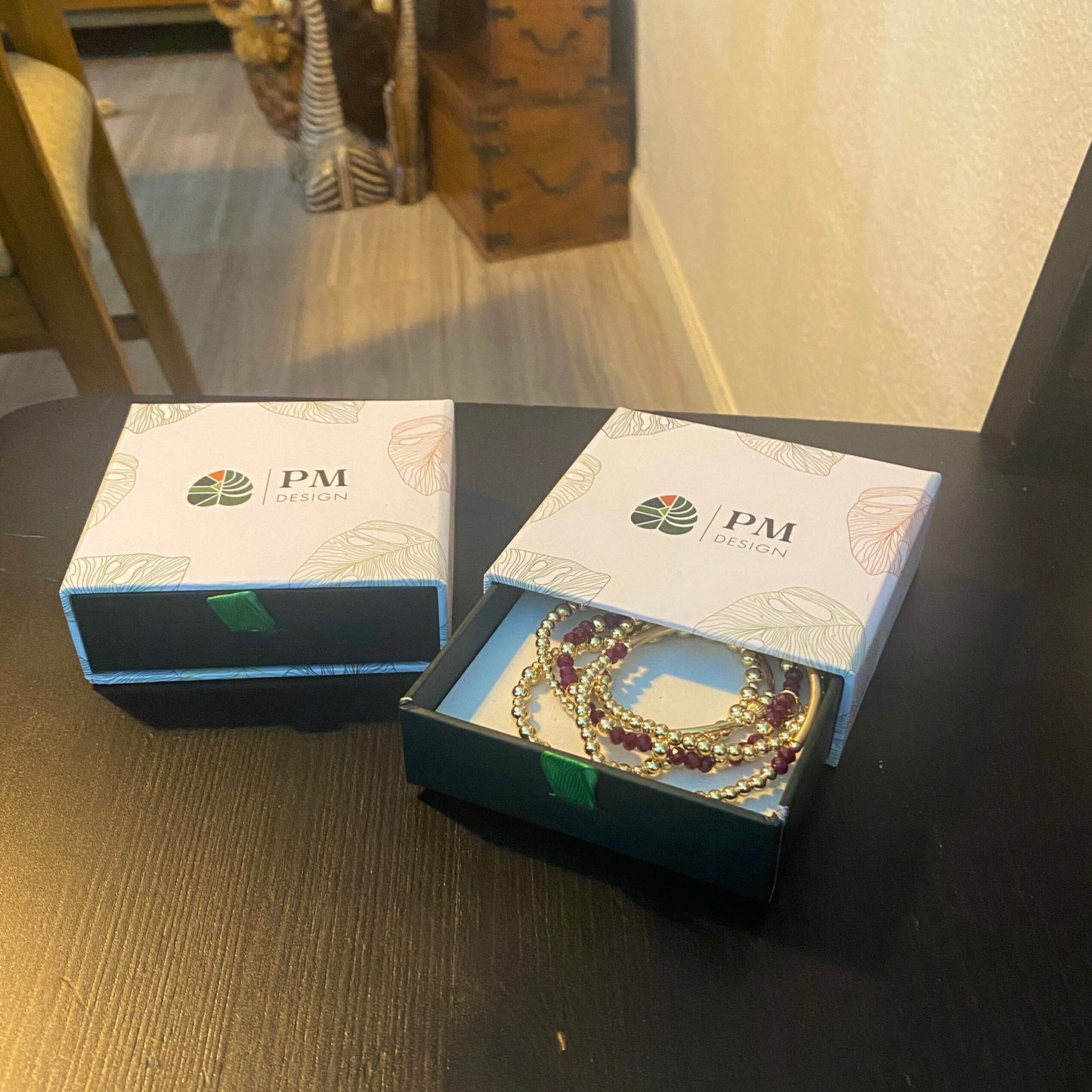 Gold Filled wine crystal beaded bracelet Heart Charm Women Jewelry friendship Gift