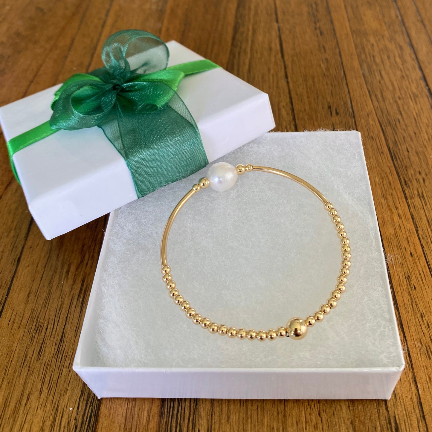 Gold filled pearls earrings bracelet classic accessory women gift stretchy jewelry anniversary present