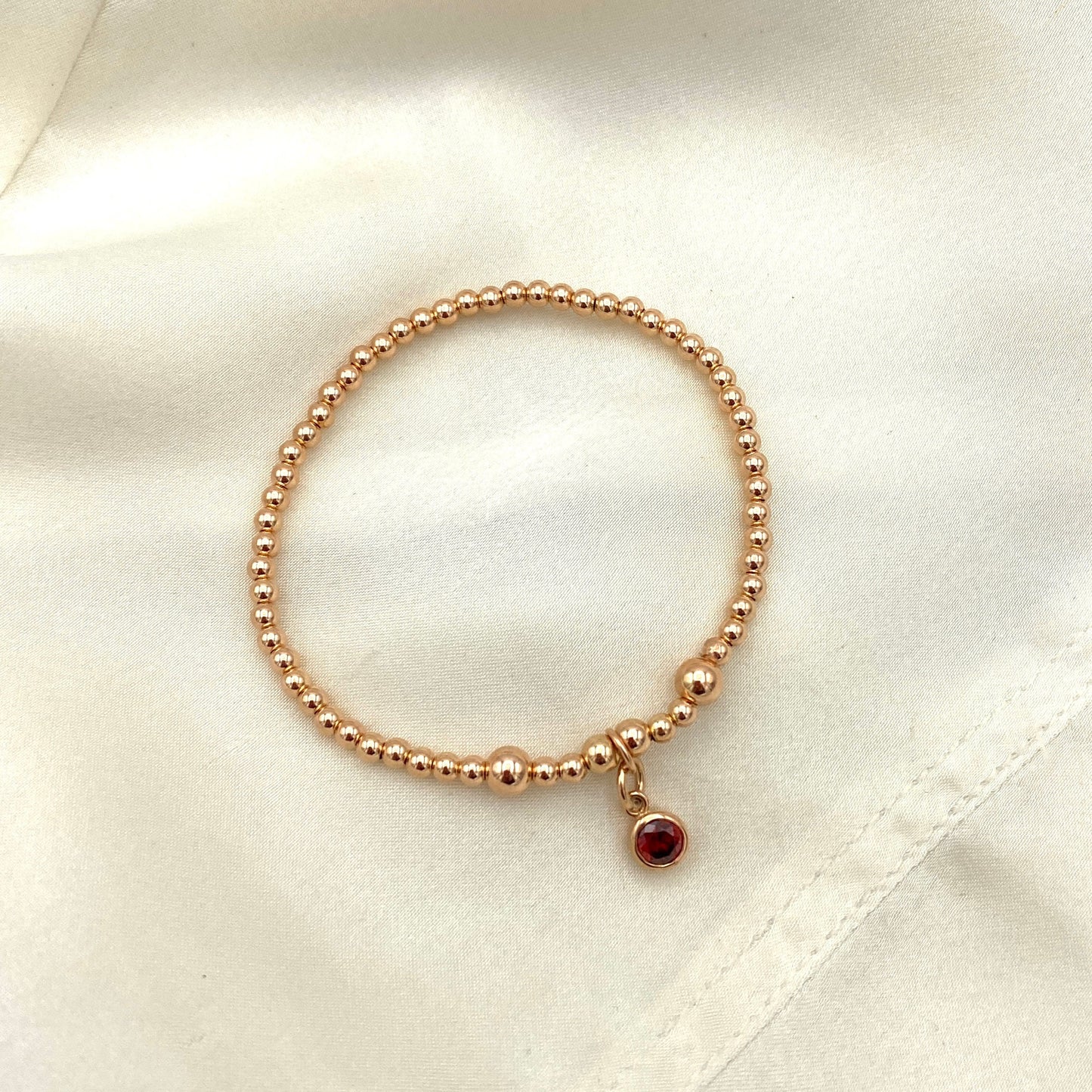 Rose gold birthstone bracelet personalized charm jewelry gift for her