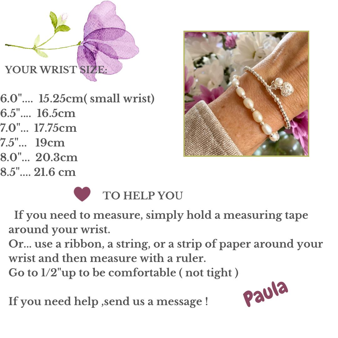 Freshwater pearl bracelet set sterling silver women minimalist jewelry pearl and heart charm wedding day accessory