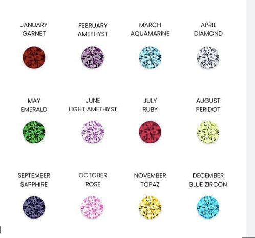 Gold birthstone charm bracelet for her crystal color jewelry gift