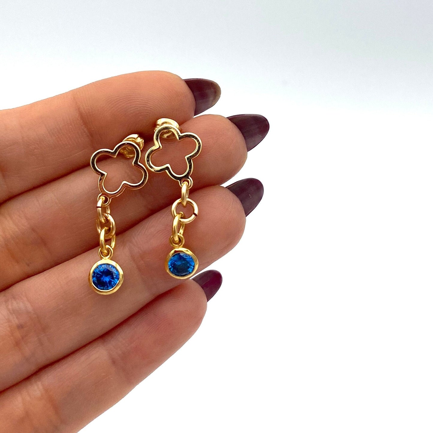 Gold birthstone earrings personalized jewelry gift for mom or her