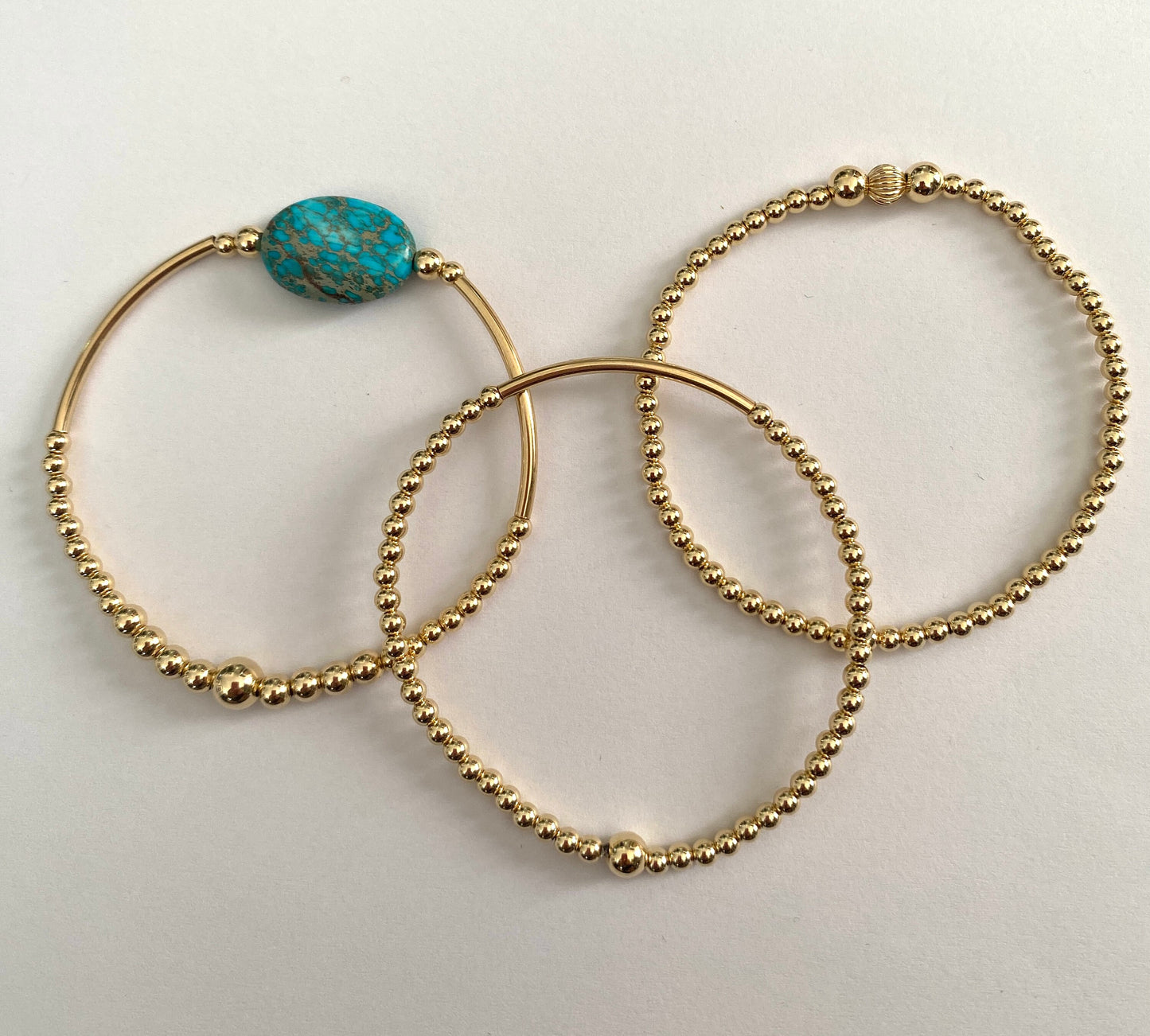 Turquoise Gold Filled Bracelet Set with Oval Gemstone