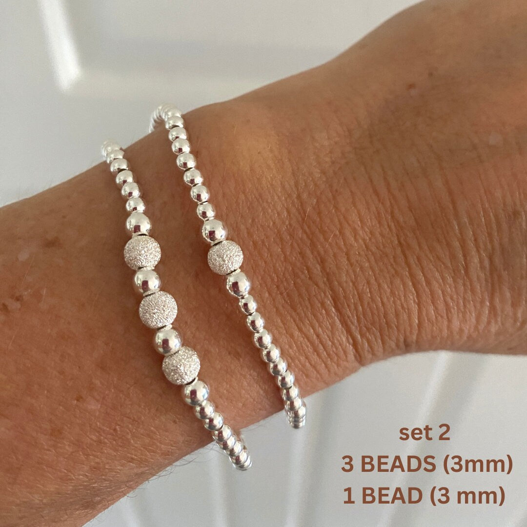 stardust silver stacking bracelet for women beaded stretchy sparkle jewelry bridesmaid gift
