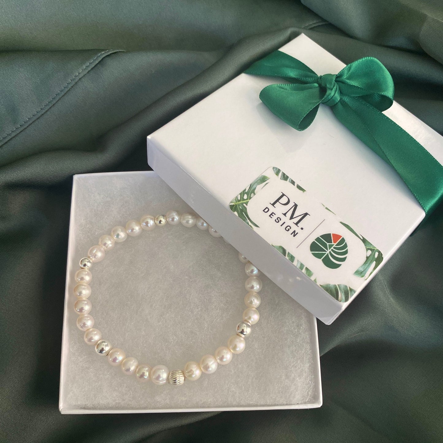 Pearl and sterling silver bracelet wedding jewelry bridesmaid gift classic anniversary set