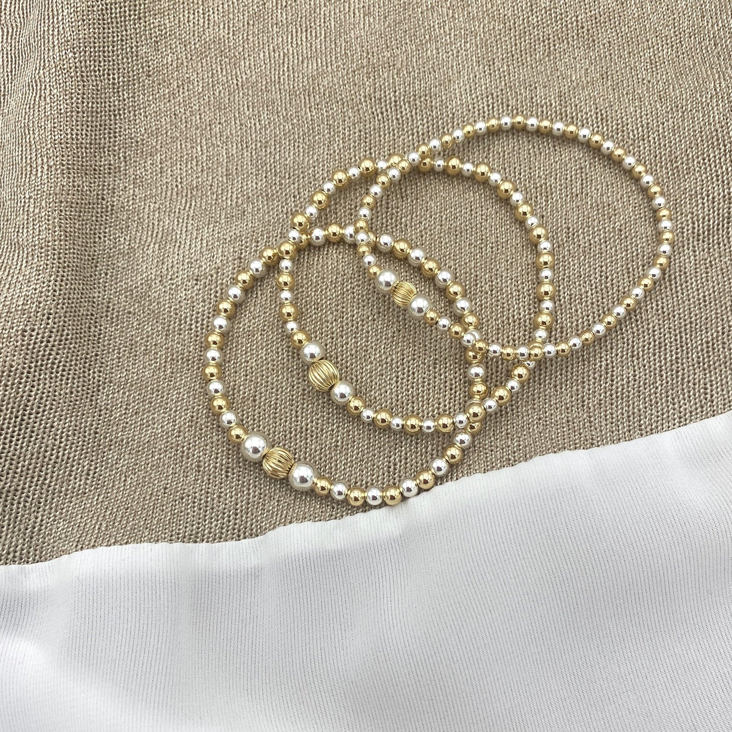 Gold Filled Sterling Silver Bracelet Gold Mix Silver Gift for Mom Jewelry Set Valentine Girlfriend Gift Women Stack Bracelet Jewelry Gift