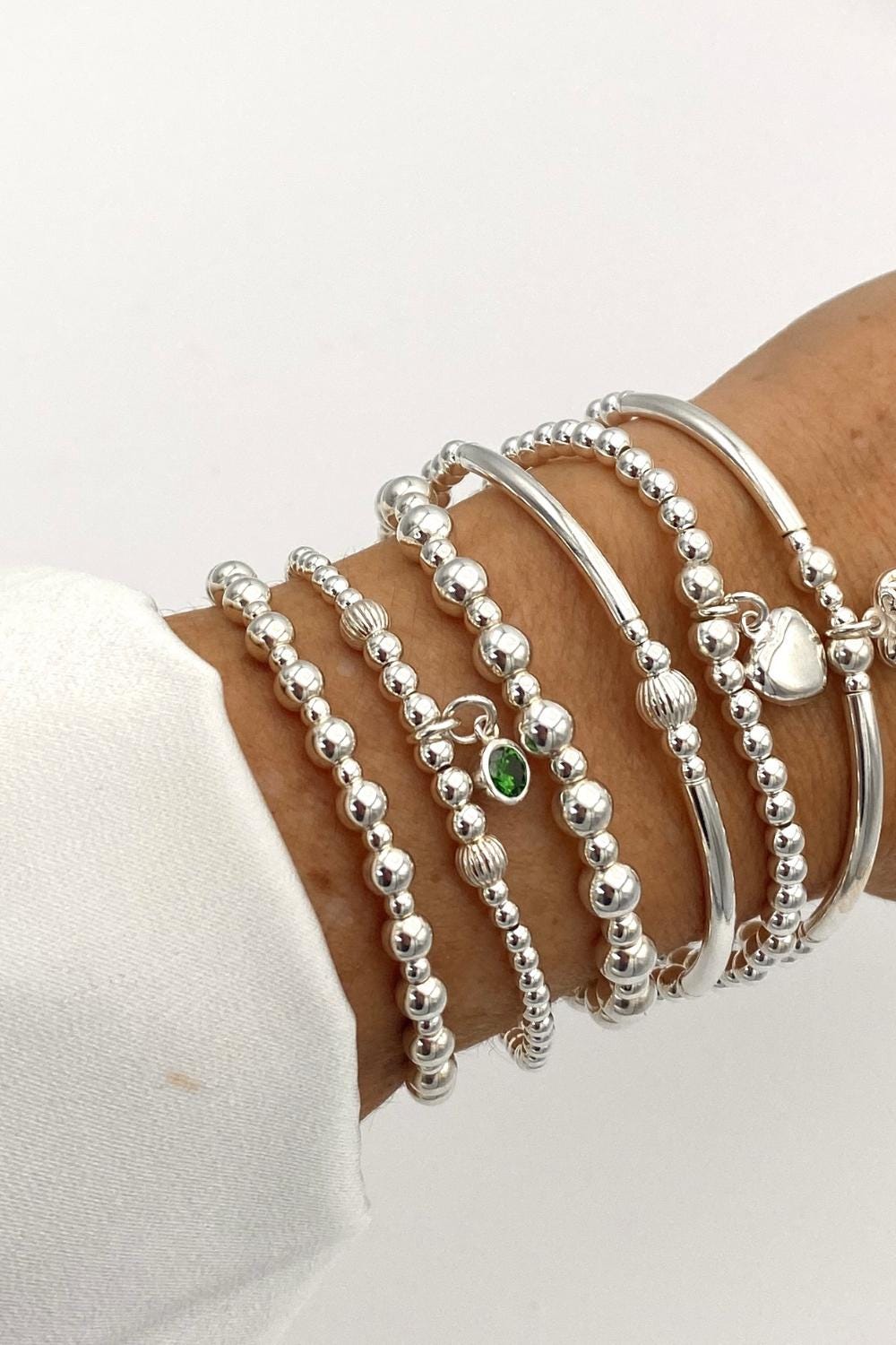 Birthstone and silver heart charm bracelet for her a beautiful lifetime gift