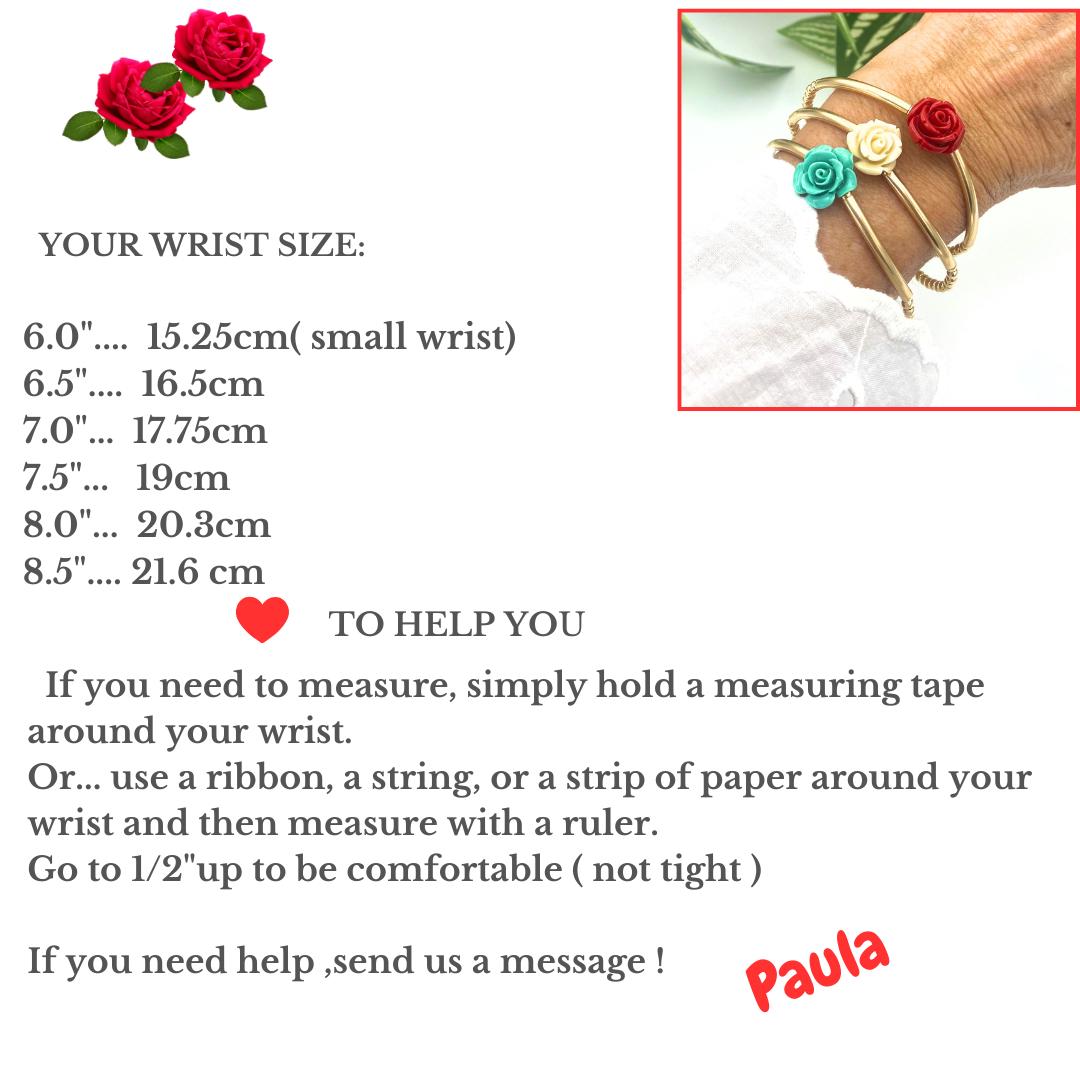 Gold filled flower bracelet spring colors dainty rose jewelry gift for women birthday or mom present