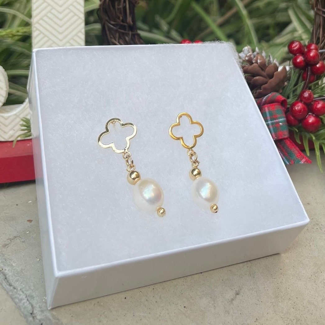 Gold filled pearls earrings bracelet classic accessory women gift stretchy jewelry anniversary present