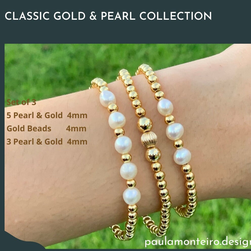 Gold filled pearl bracelet wedding jewelry pearls set bridesmaid gold filled gift mother day gift idea gold valentines girlfriend love gift