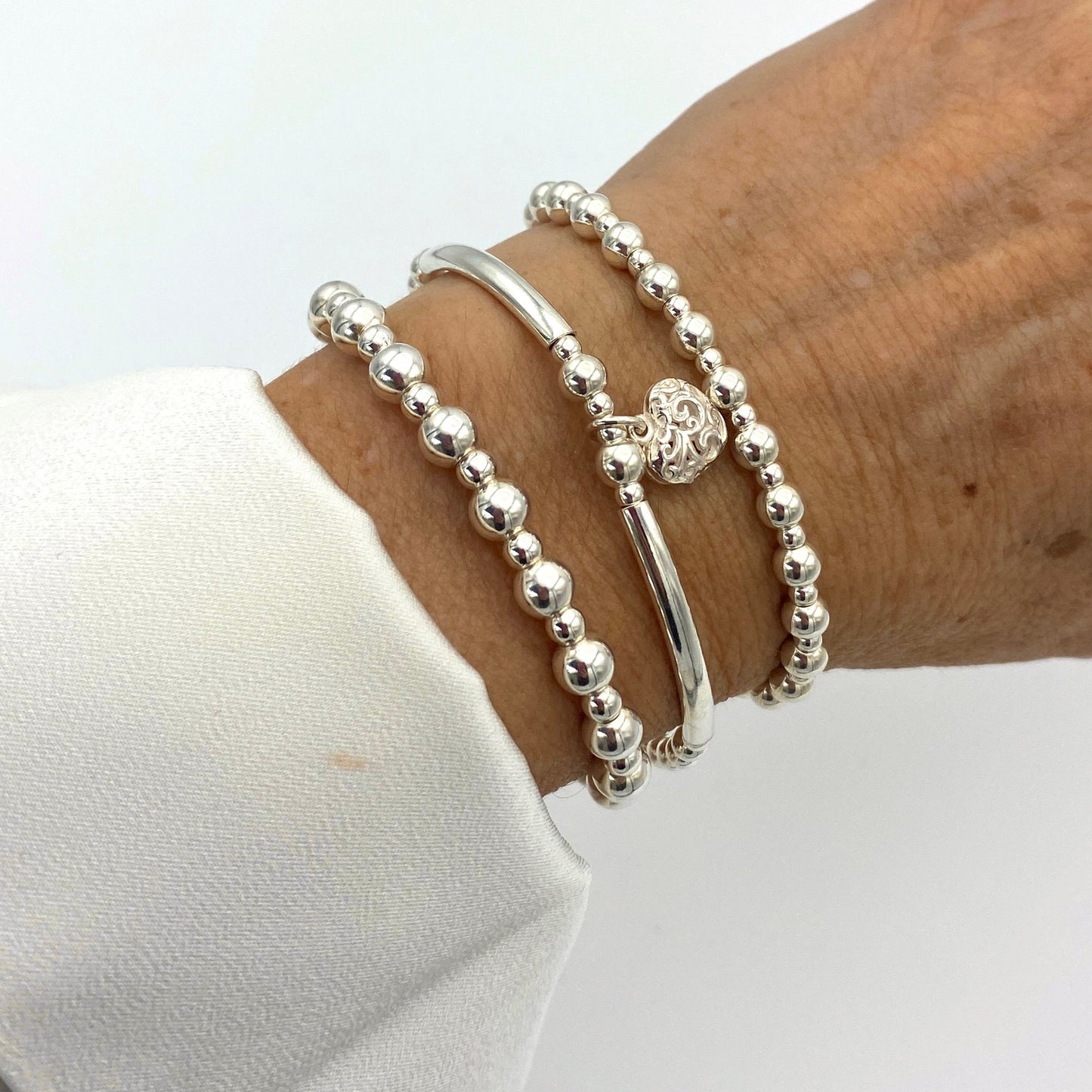 Birthstone and silver heart charm bracelet for her a beautiful lifetime gift