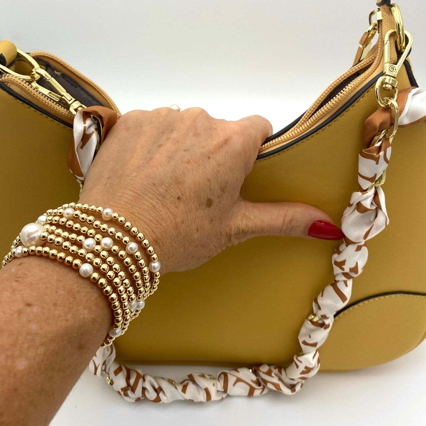 Gold filled beaded pearl bracelet wedding day jewelry accessory set bridesmaid friendship gift