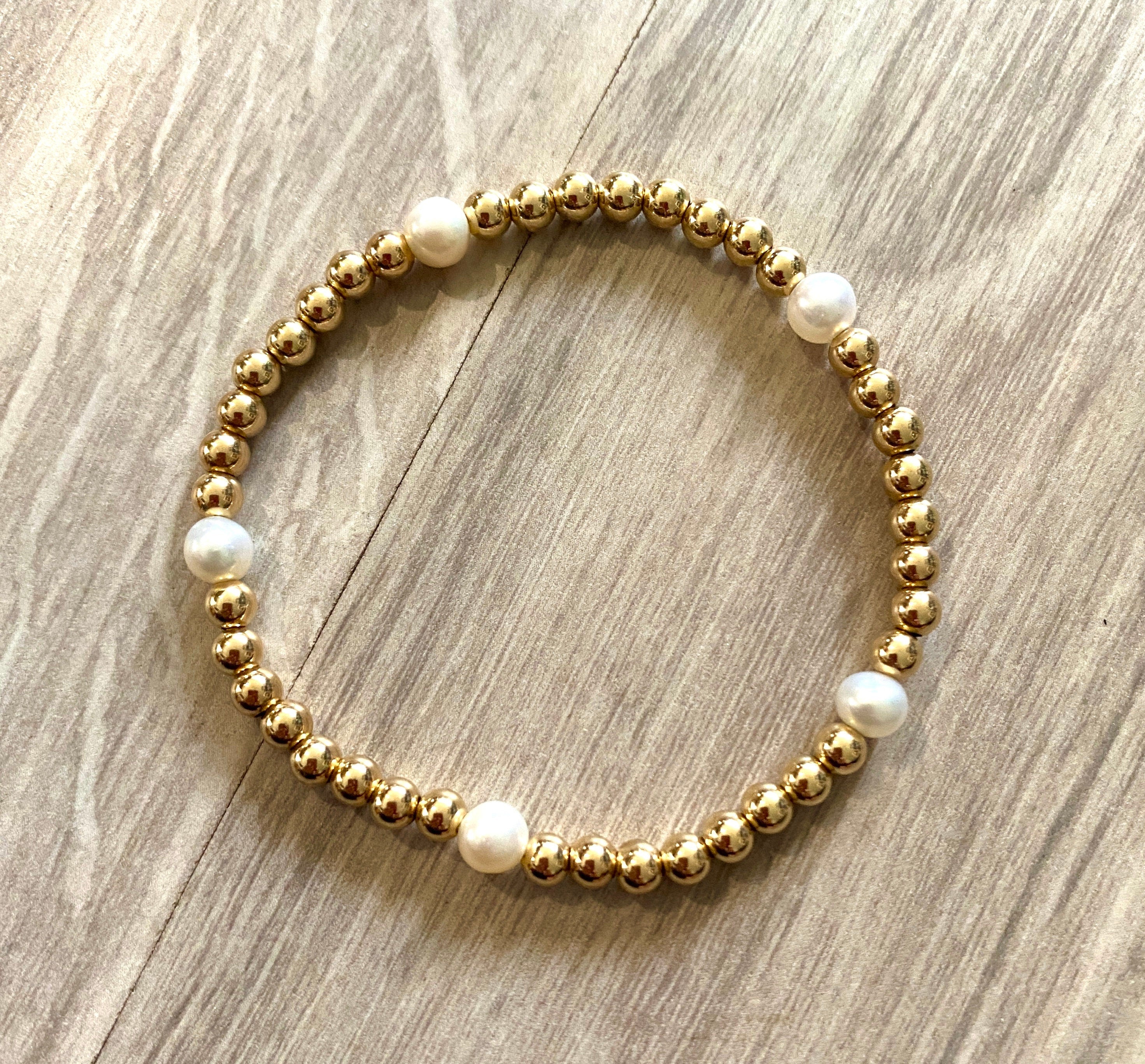 Gold Filled and Freshwater Pearl Bracelet Set