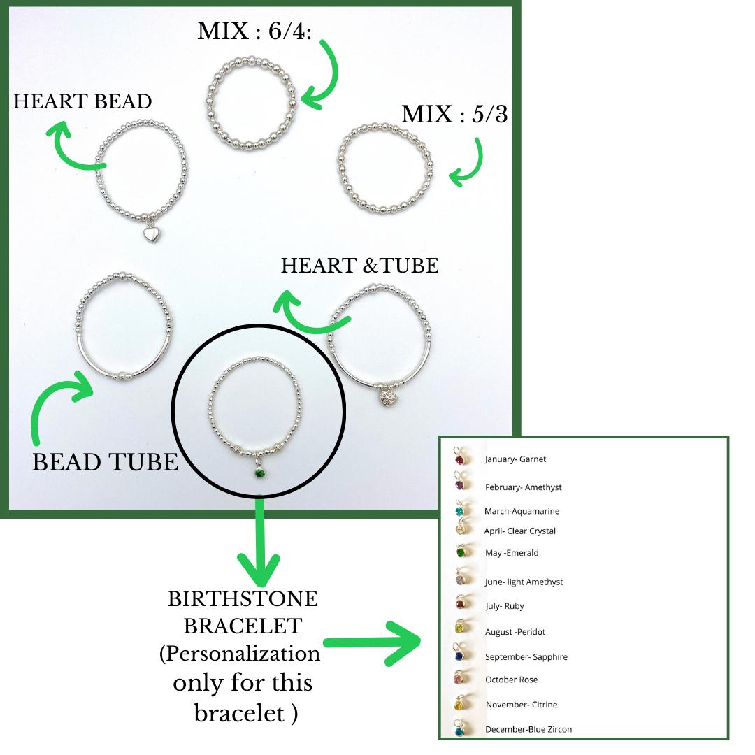 Birthstone and silver heart charm bracelet for her a beautiful lifetime gift