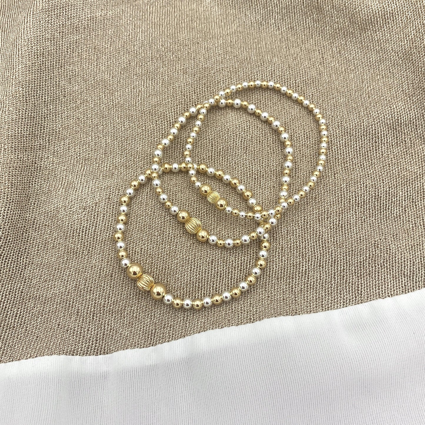 Gold Filled Sterling Silver Bracelet Gold Mix Silver Gift for Mom Jewelry Set Valentine Girlfriend Gift Women Stack Bracelet Jewelry Gift