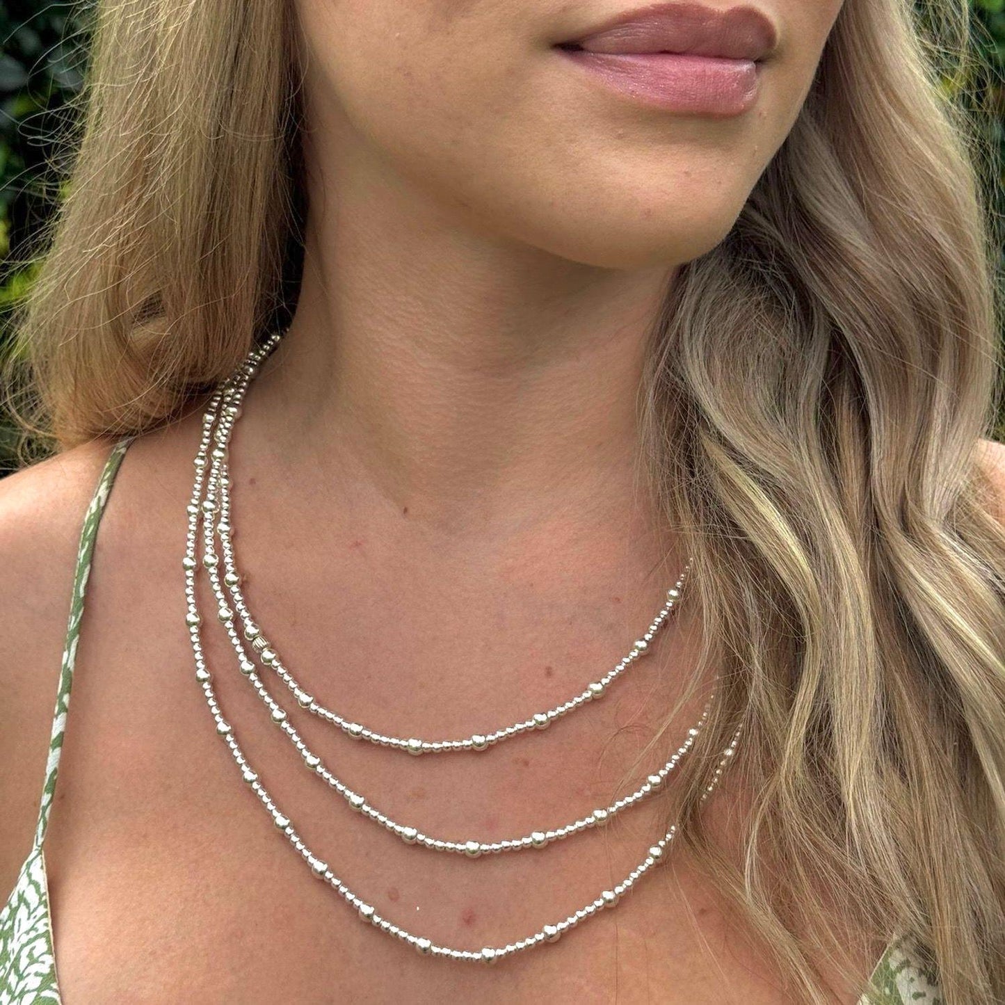 Sterling Silver Bead Necklace Personalized Layering Jewelry for Women