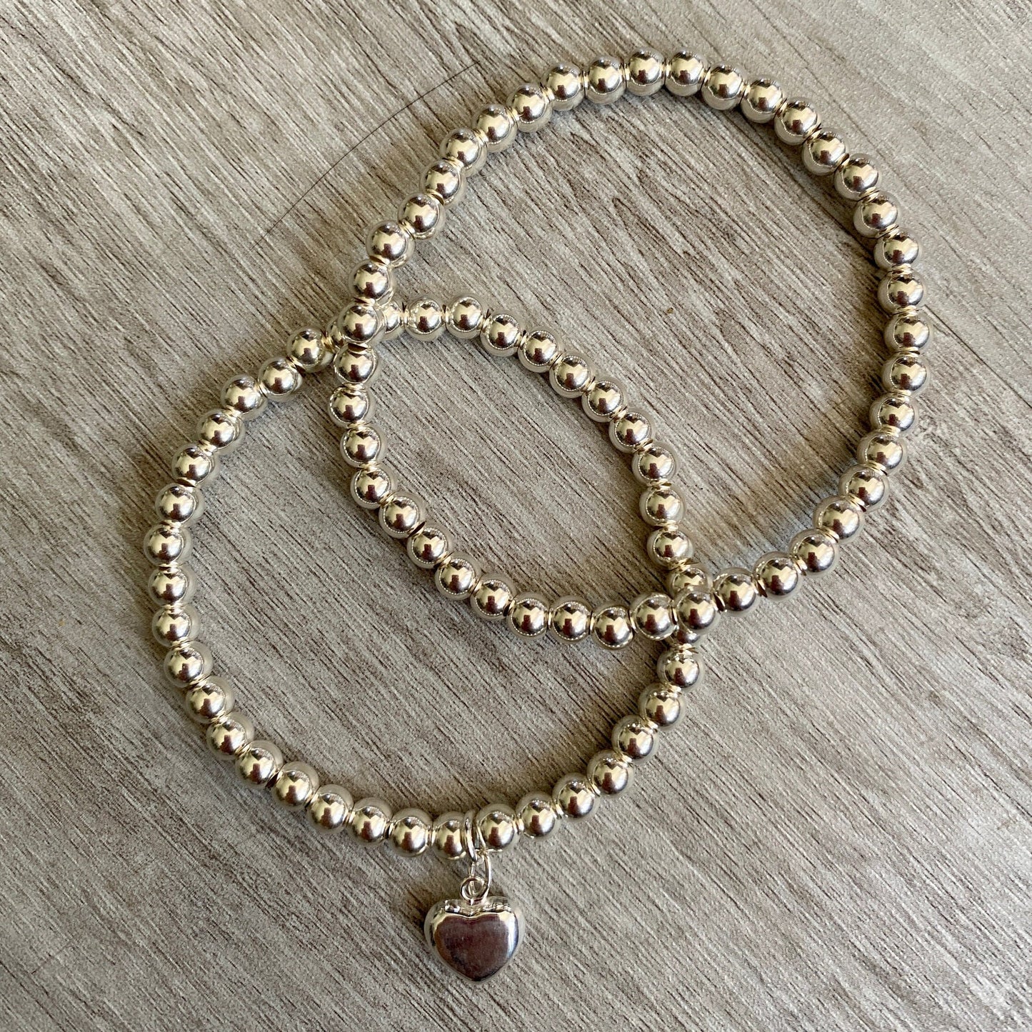 Sterling silver charm 5mm bead bracelet women optional personalized heart charm jewelry gift