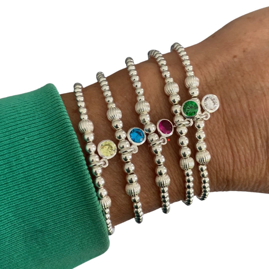 Custom sterling silver birthstone stud earrings personalized crystal charm life moment jewelry gift