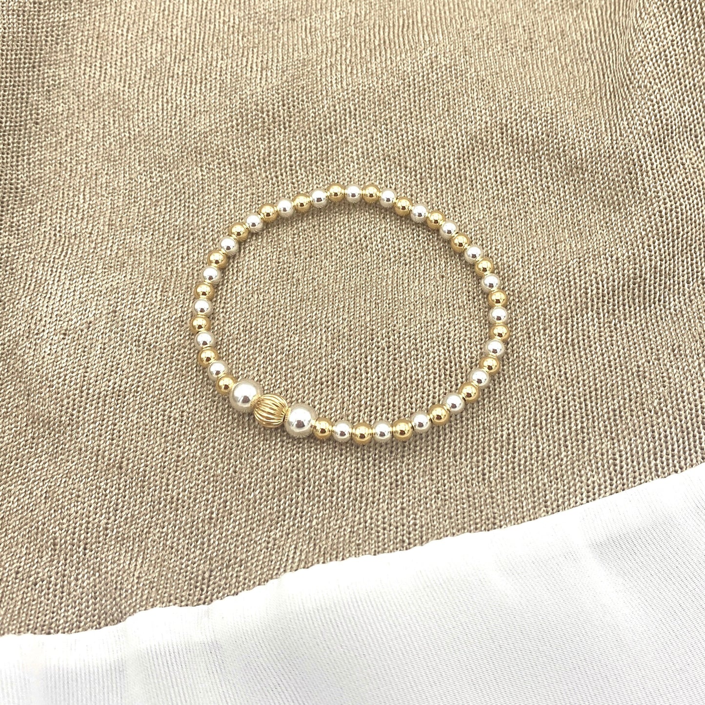 Gold Filled Sterling Silver Bracelet Gold Mix Silver Gift for Mom Jewelry Set Valentine Girlfriend Gift Women Stack Bracelet Jewelry Gift