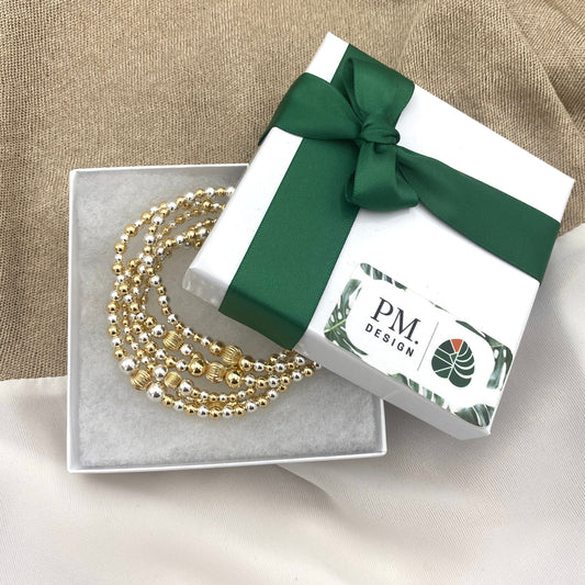 Gold Filled Sterling Silver Bracelet Gold Mix Silver Gift for Mom Jewelry Set Valentine Girlfriend Gift Women Stack Bracelet Jewelry Gift