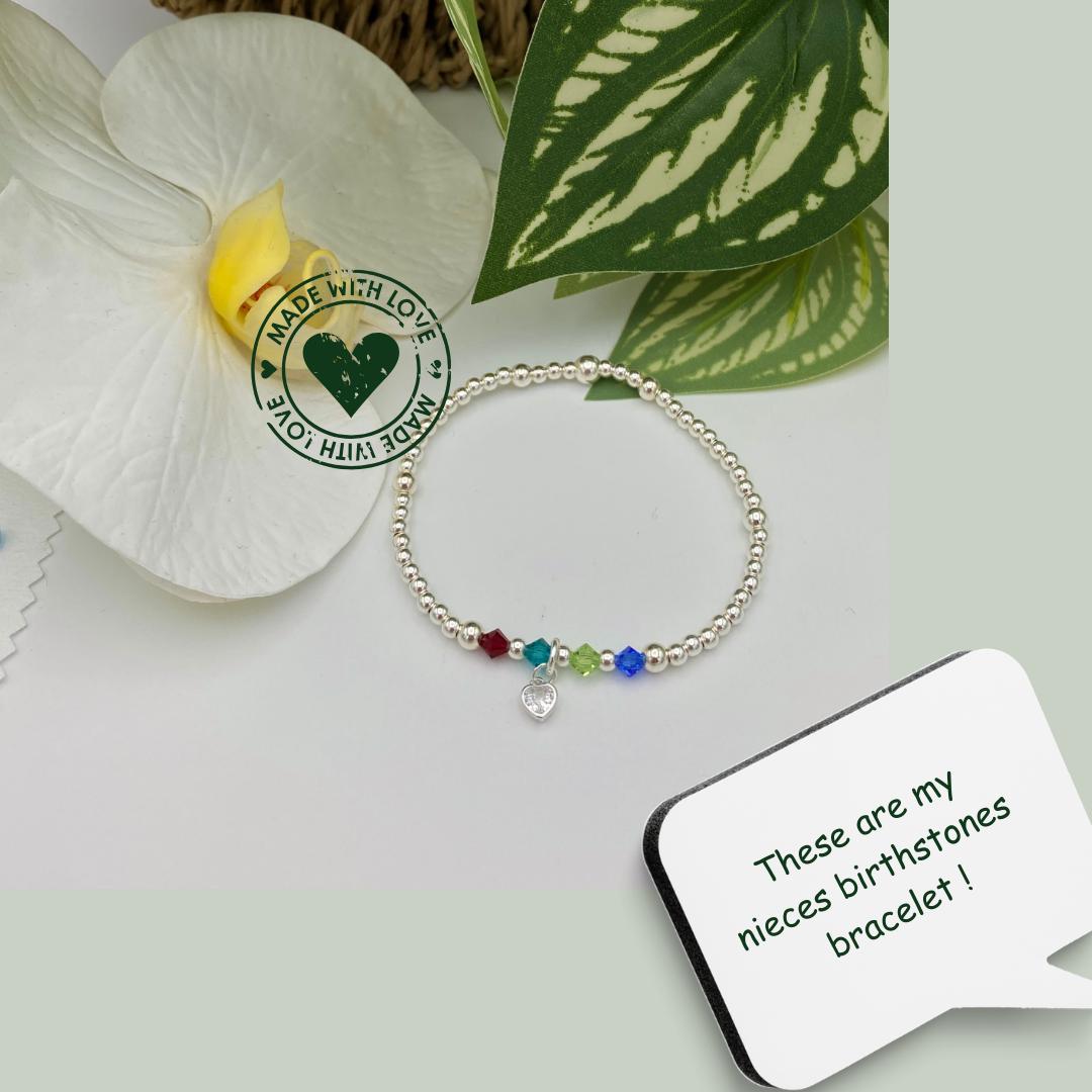 Personalized birthstone bracelet family gift with kids or grandkids colors