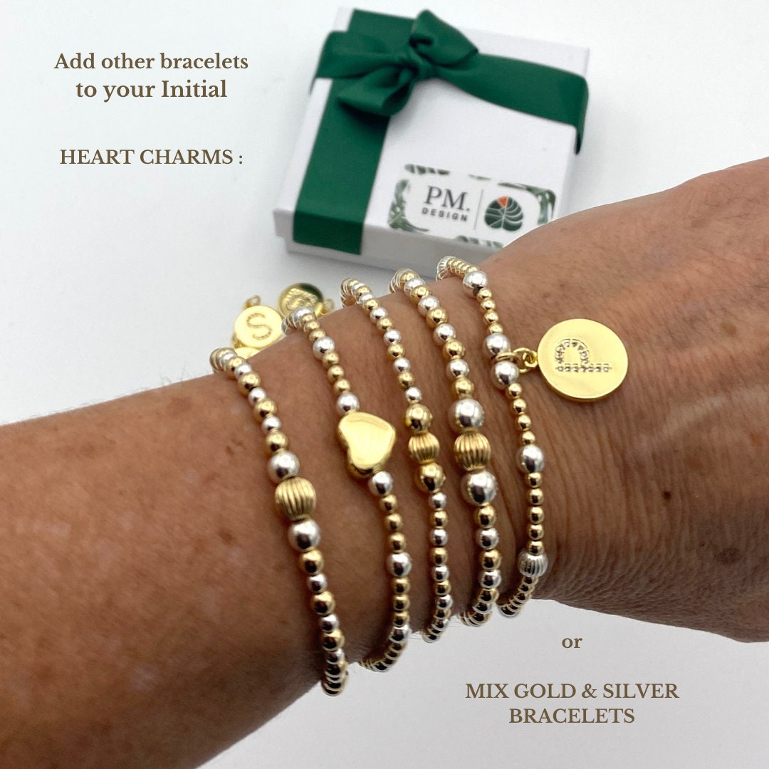 Personalized gold bracelet with initial charm meaningful gift for her