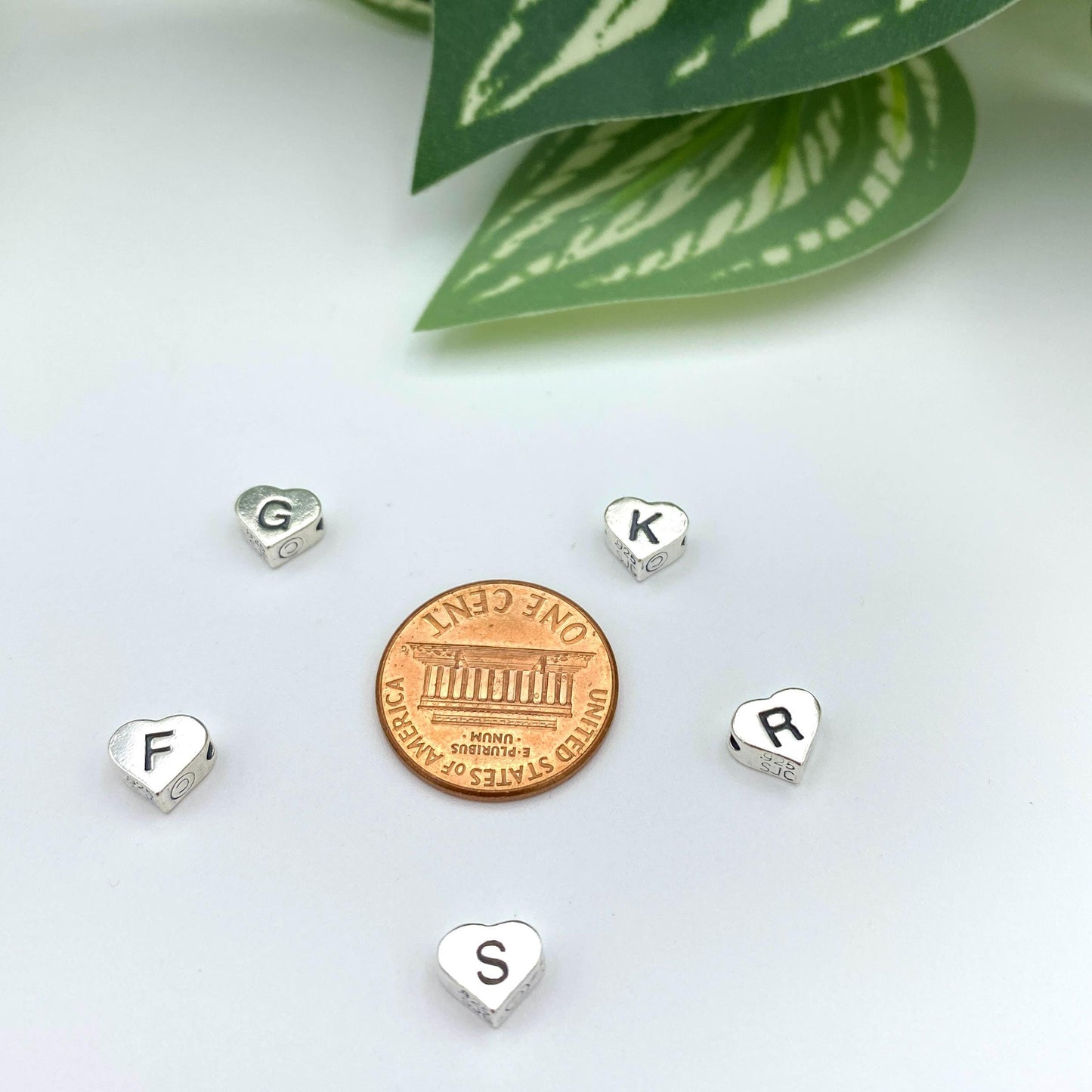 Sterling silver personalized bracelet with name initial and heart charm gift