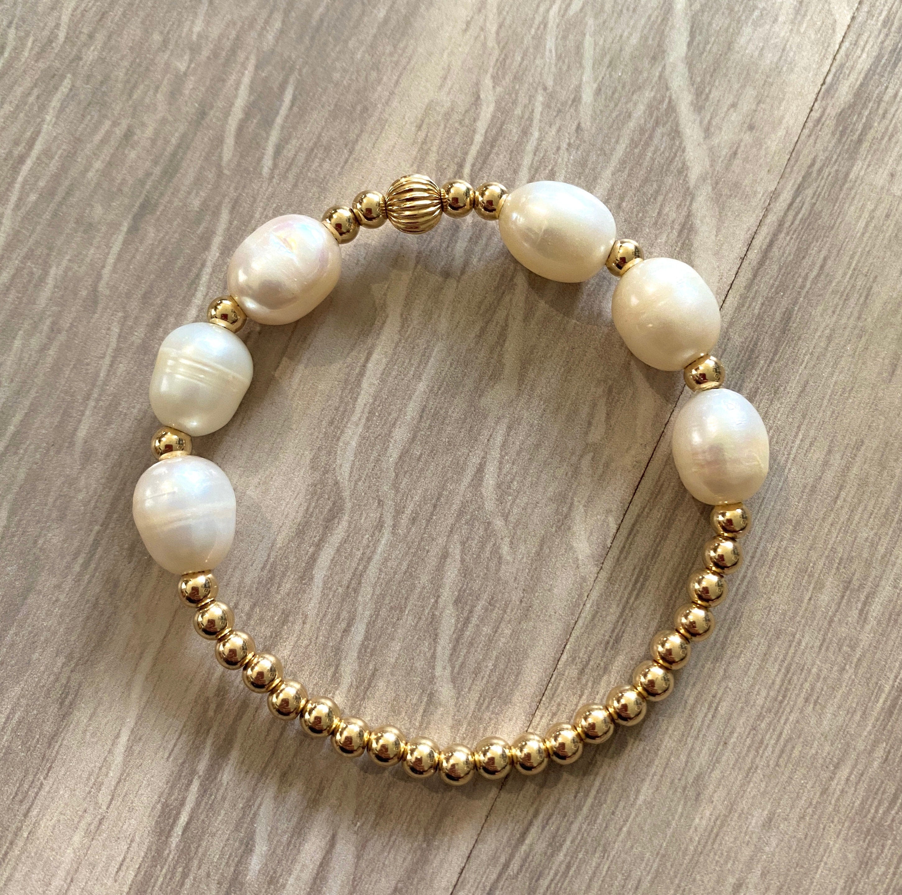 Gold Filled and Freshwater Pearl Bracelet Set