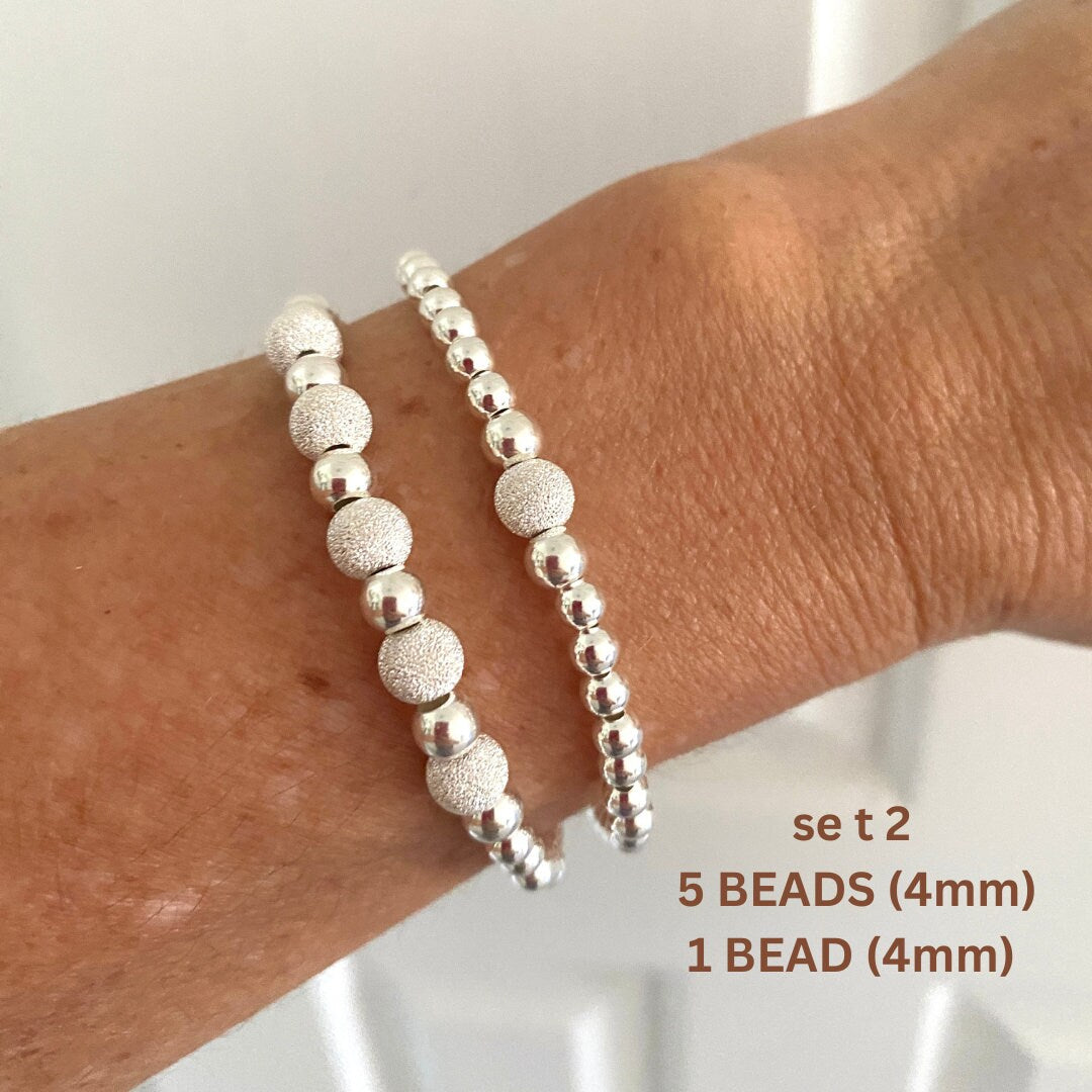 stardust silver stacking bracelet for women beaded stretchy sparkle jewelry bridesmaid gift