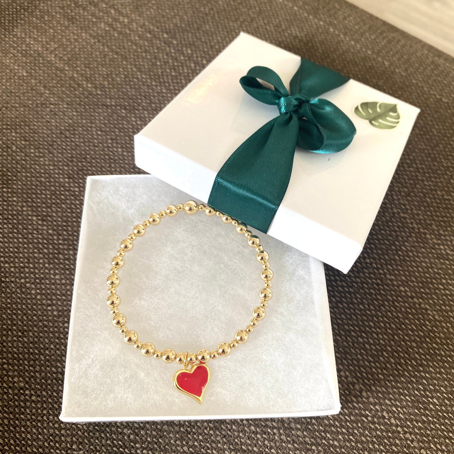 Gold red green charm bracelet women gold heart jewelry personalized heart charm bracelet gold mother gift idea charm jewelry gift for her