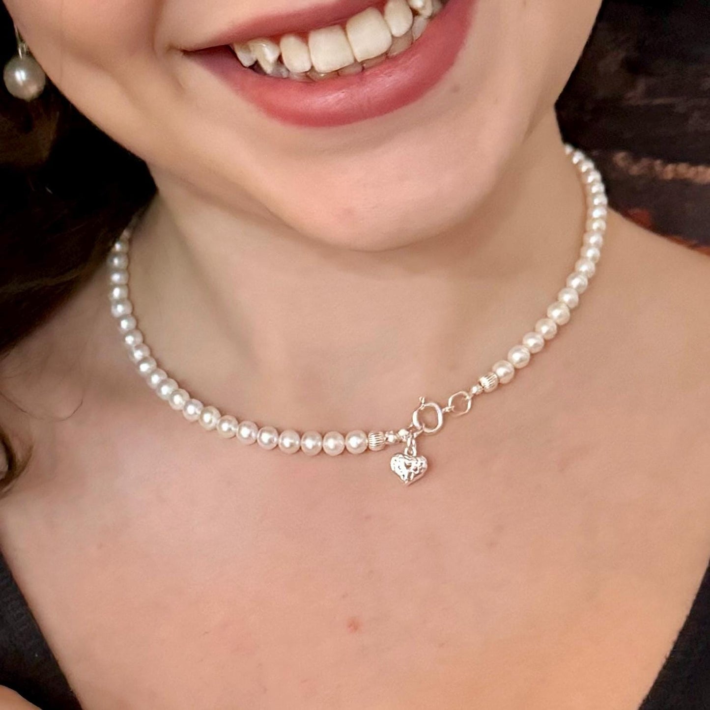 Pearl necklace bracelet and earrings set wedding day accessory jewelry bridesmaid friendship gift