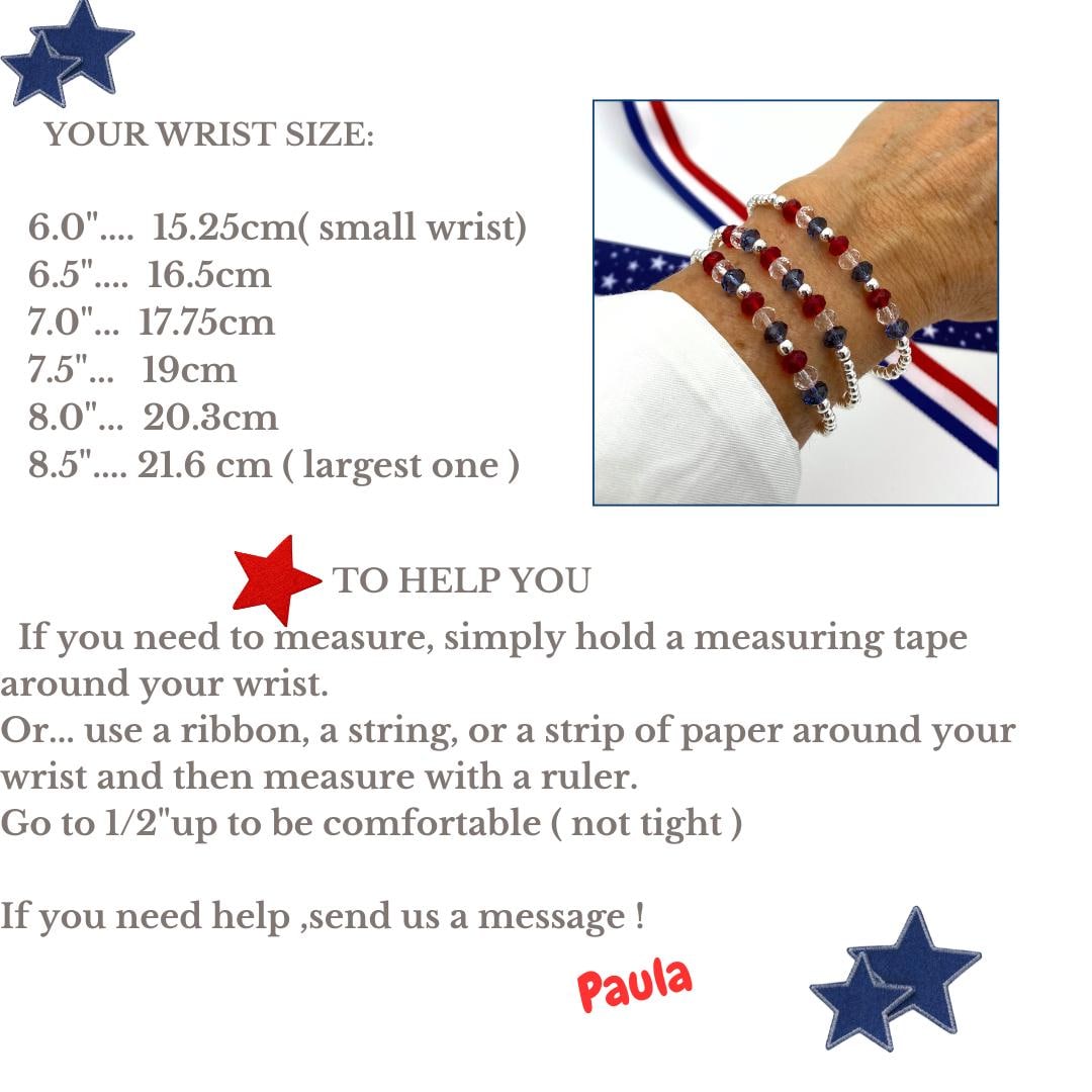 USA patriotic bracelet set silver red white blue crystal gift