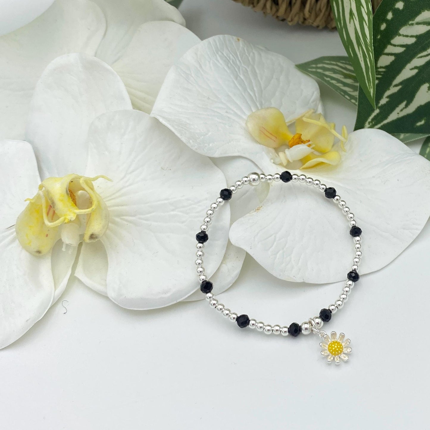 Sterling silver daisy charm bracelet flower jewelry dainty gift for her or mom