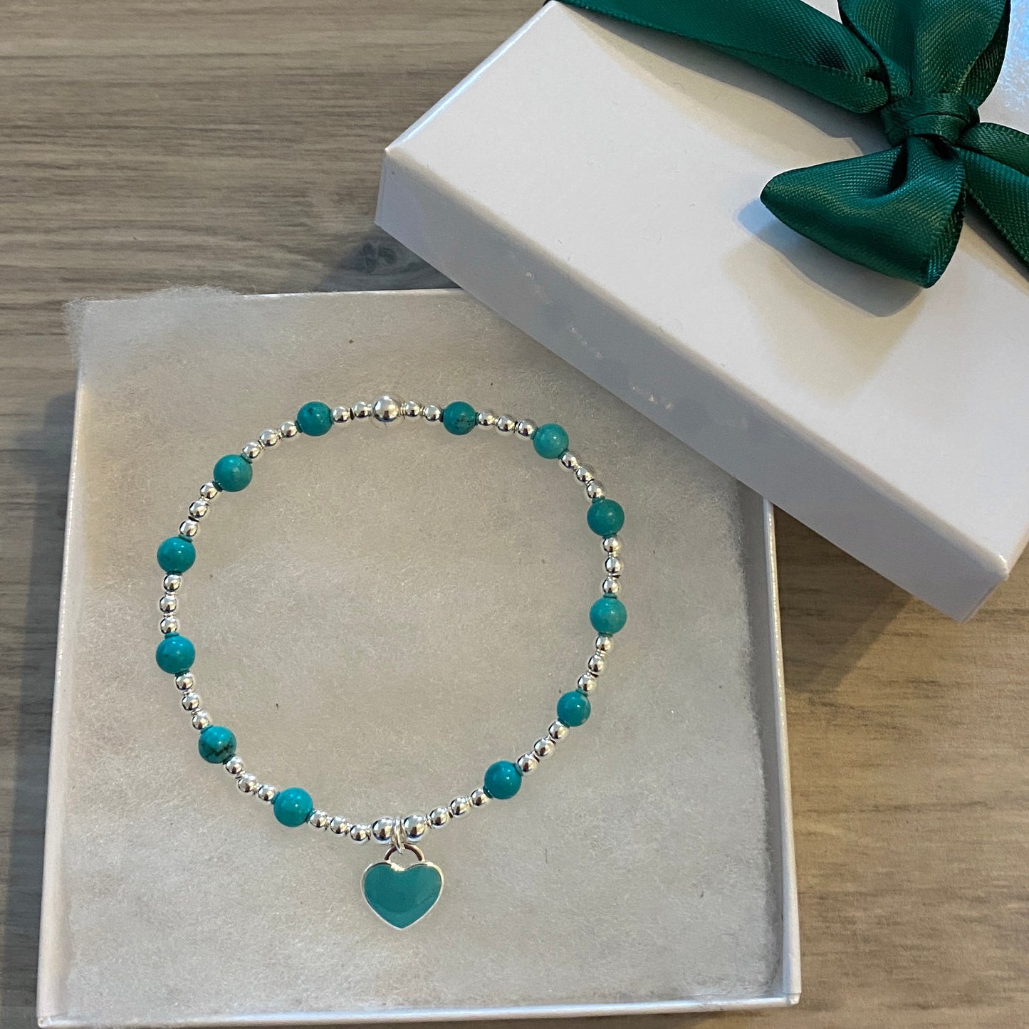 Sterling silver blue heart bracelet and earrings set personalized friendship women jewelry