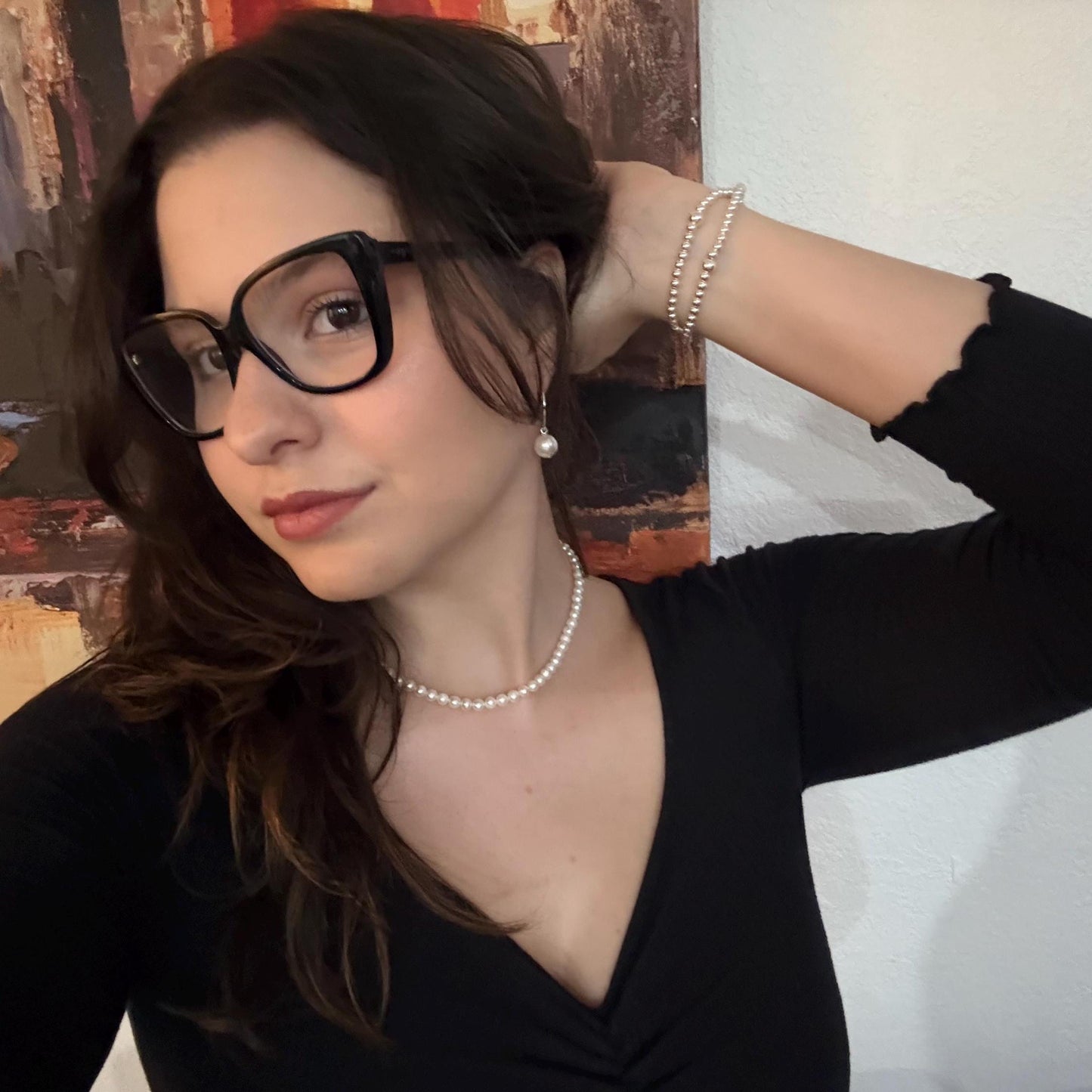 Pearl necklace bracelet and earrings set wedding day accessory jewelry bridesmaid friendship gift