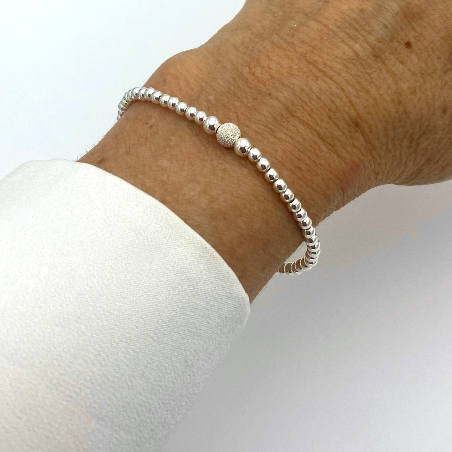 stardust silver stacking bracelet for women beaded stretchy sparkle jewelry bridesmaid gift